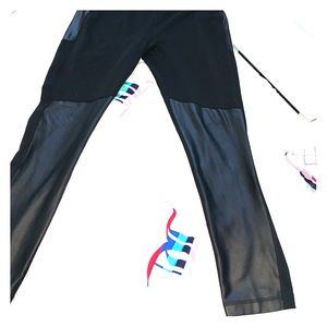 Leather paneled leggings